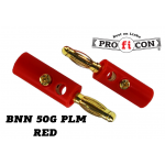 BNN 50G PLM RED Pro.fi.con golden plated male banana plug καλής ποιότητος κόκκινη επίχρυση αρσενική μπανάνα φις καλωδίου